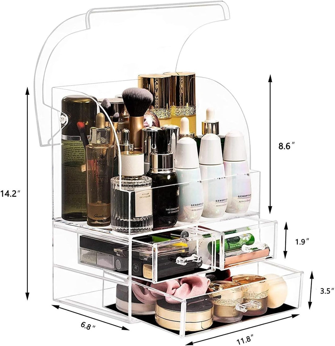 Kousee Make-up-Organizer-Aufbewahrung, extragrosse Acryl-Parfüm-Hautpflege-Organizer-Vitrine mit Sch