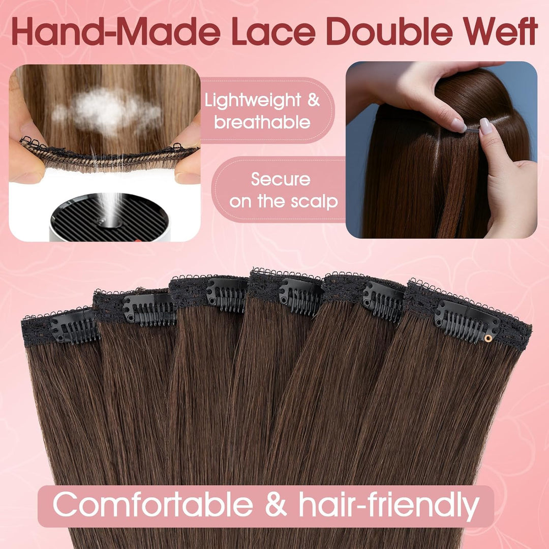 S-noilite Clip in Extensions Echthaar 6 Stück Balayage Haarverlängerung Echthaar Highlights für Frau