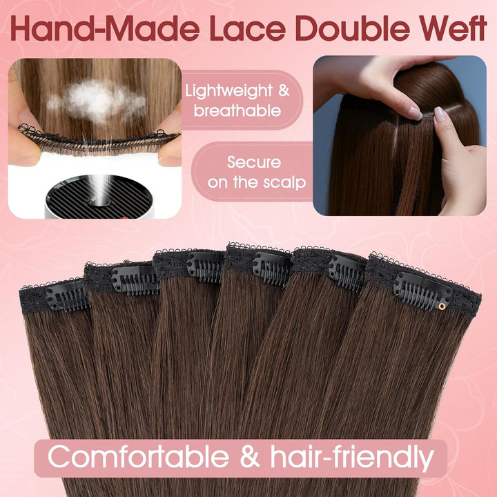 S-noilite Clip in Extensions Echthaar 6 Stück Balayage Haarverlängerung Echthaar Highlights für Frau