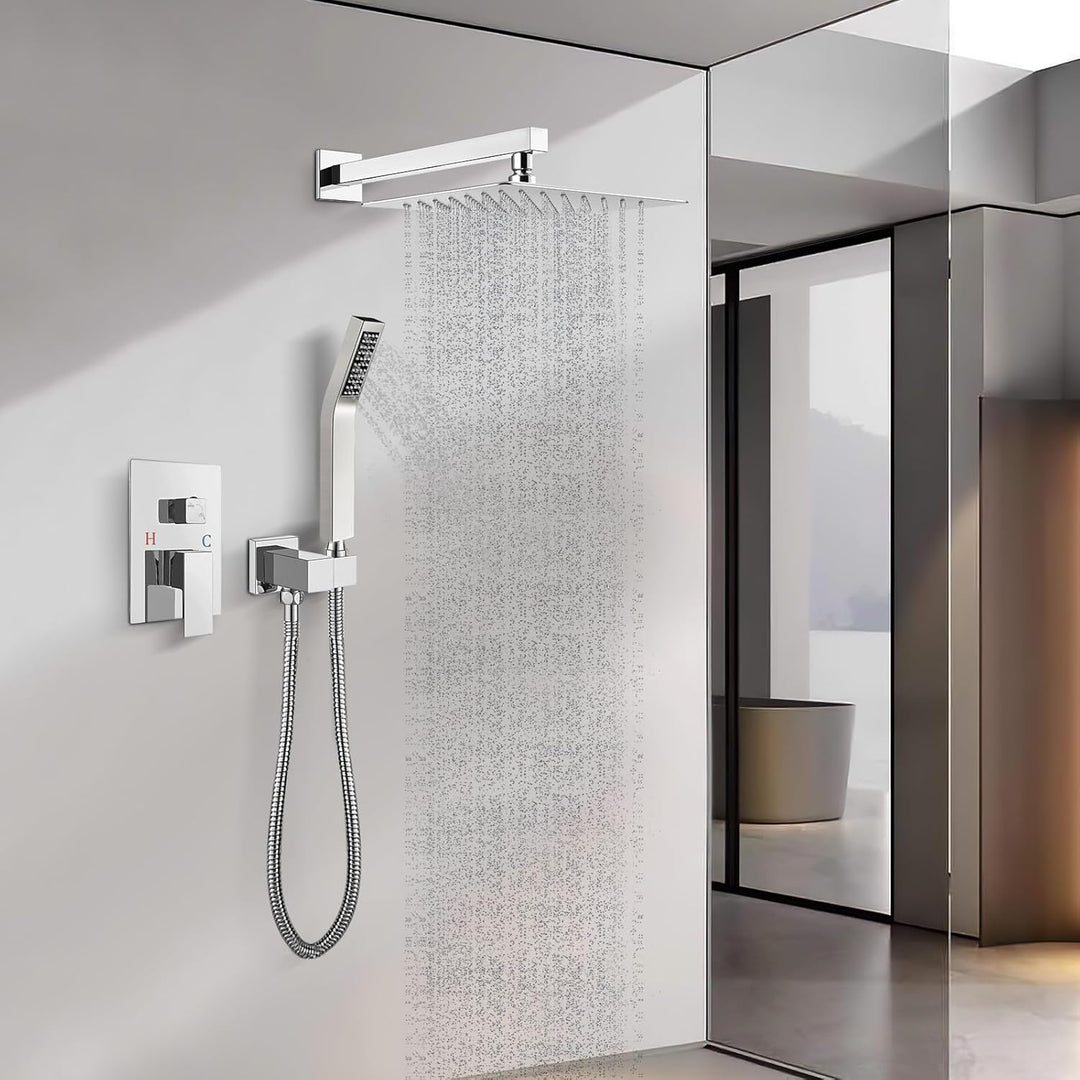 Duschsystem Unterputz Duscharmatur Set mit Regendusche 30x30cm Kopfbrause Handbrause, Unterputz Arma