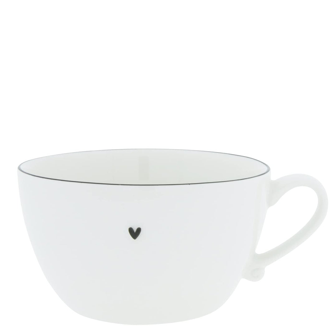 Bastion Collections Soup Bowl Little Heart mit Henkel Keramik Weiss schwarz D15cm Keramikgeschirr Su