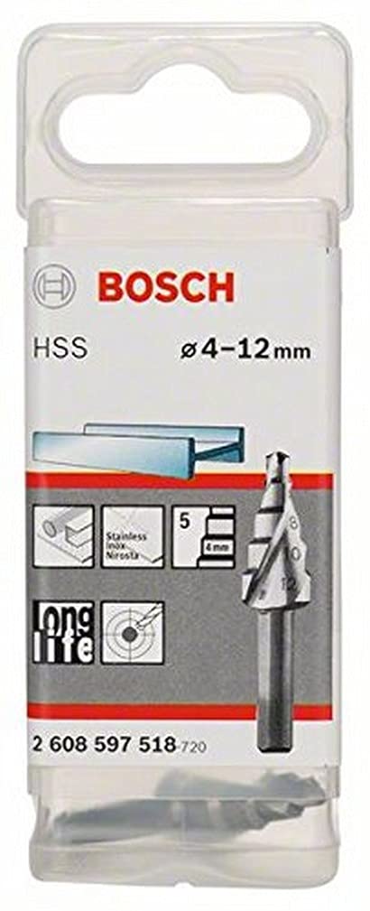 Bosch Professional Stufenbohrer HSS mit 3-Flächen-Schaft (Ø 4-12 mm, 5 Stufen) Ø 4-12 mm 5 Stufen oh