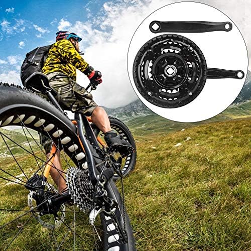T best Fahrradkurbelgarnitur, Kurbelgarnitur aus Kohlenstoffstahl 24-34-42T mit Kettenabdeckung für