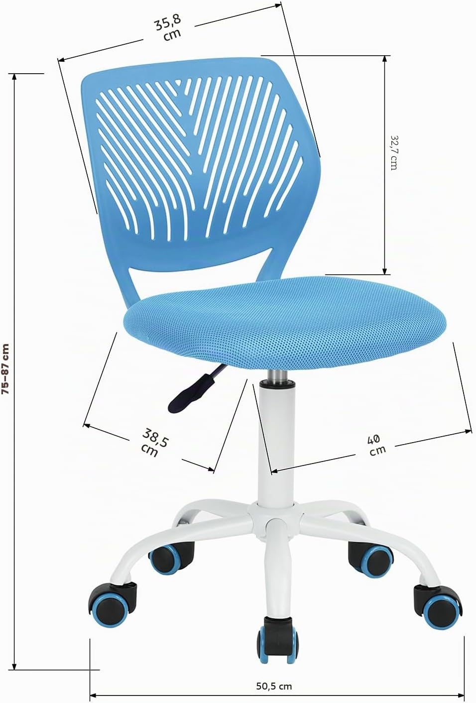 Homy Casa Schreibtischstuhl Verstellbarer drehbarer Bürostuhl Stoffsitz Ergonomischer Arbeitsstuhl o