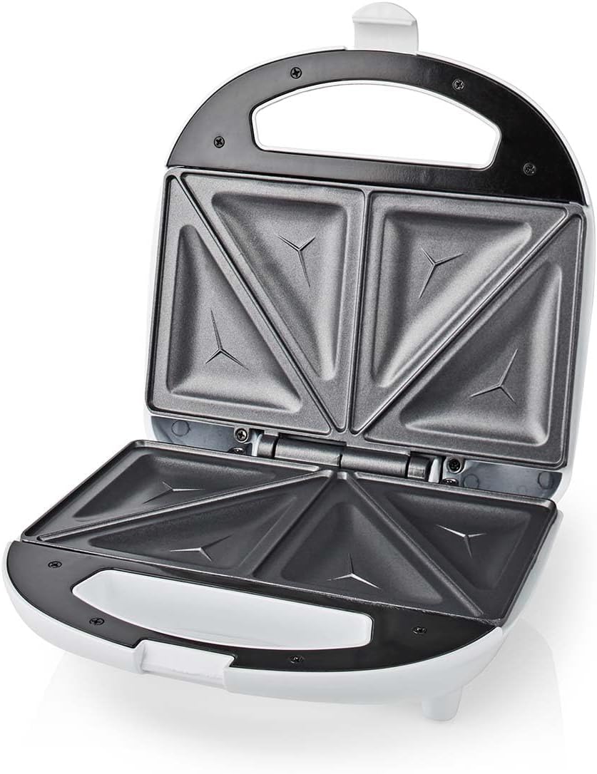 Nedis KASM110FWT Sandwichmaker | 700 W | 20.5 x 12 cm | Automatischer Temperaturkontrolle | ABS