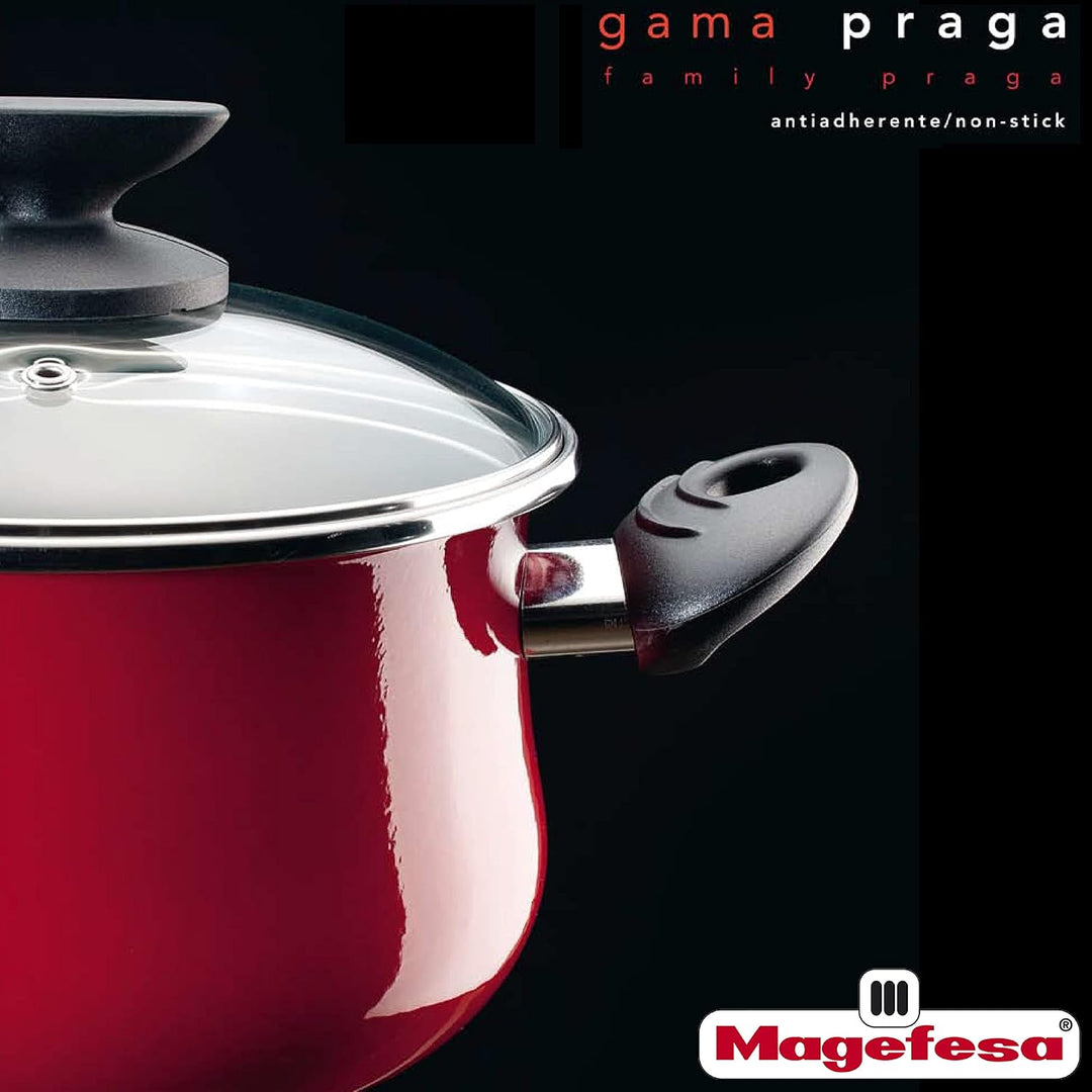 Megafesa Praga - Kasserolle mit Deckel, Durchmesser 20 cm, Farbe granatrot