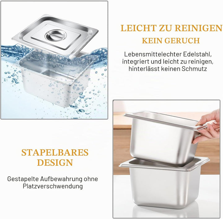 Panier-Set Aus Edelstahl, 3 Stück Hotelpfannen, Panierschalen Set 3-Teilig, Dampftischpfannen, Pfann
