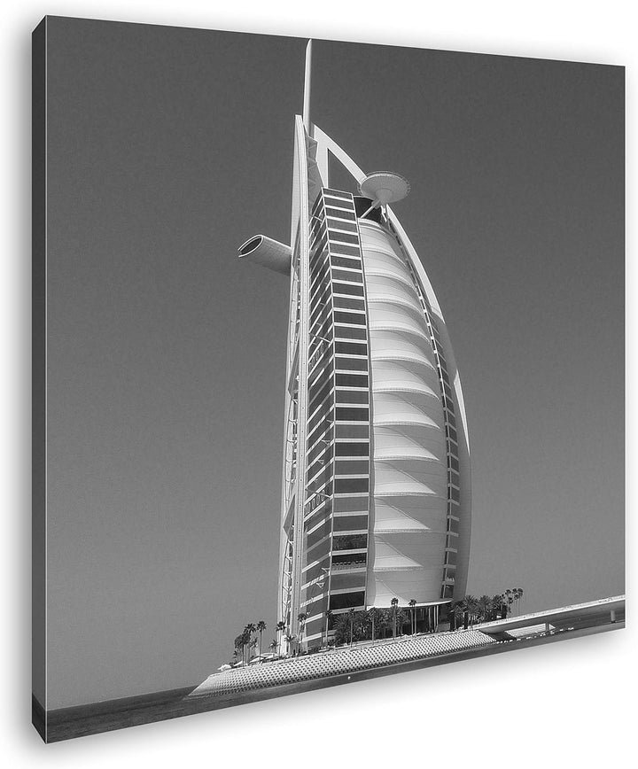 deyoli gigantisches Gebäude in Dubai im Format: 70x70 Effekt: Schwarz&Weiss als Leinwandbild, Motiv