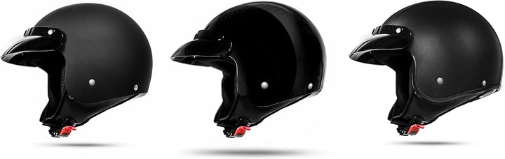 ATO Moto Classic Kunstleder Jethelm in Schwarz matt - extrem leicht - aktuelle Sicherheitsnorm ECE 2