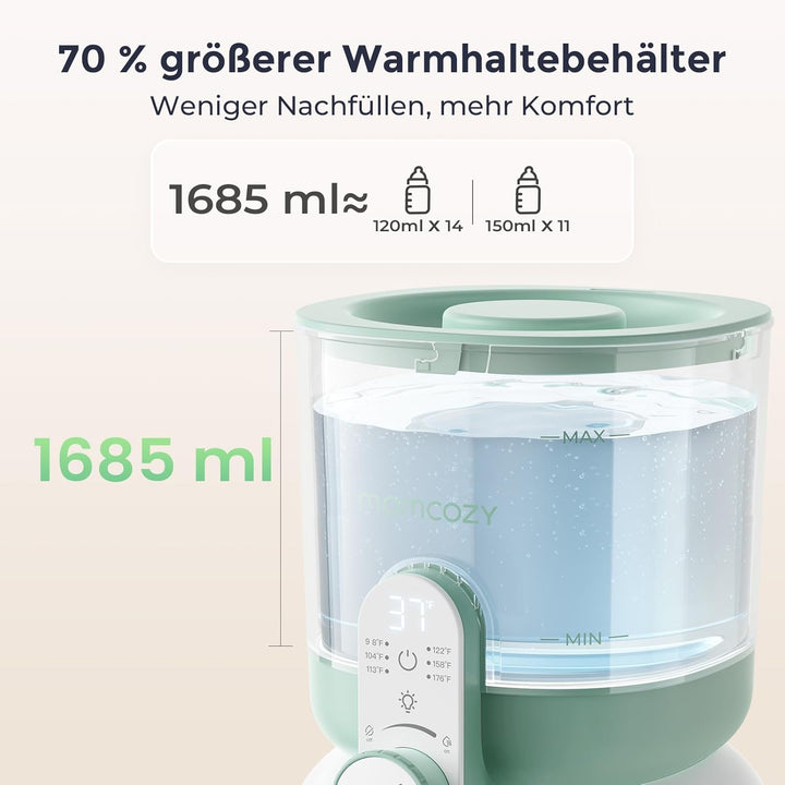 Momcozy Flaschenzubereiter Baby mit Dual-Licht, Schneller Flaschenwärmer zur Milchzubereitung, 1,69