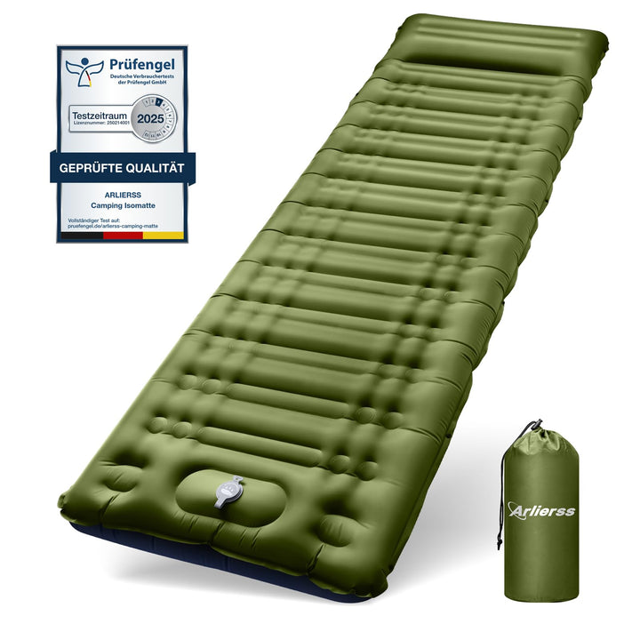 Isomatte, 12CM Dicke Luftmatratze Camping mit Fusspresse Pumpe und Kissen, Anti-Ripstop Tragbar Schl