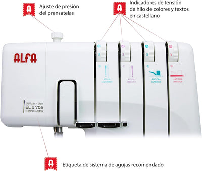 Alfa 8707 Overlock Nähmaschine für den Hausgebrauch Professionell 8707, Professionell 8707