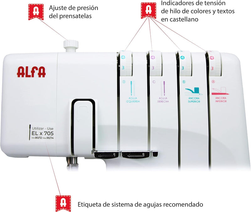 Alfa 8707 Overlock Nähmaschine für den Hausgebrauch Professionell 8707, Professionell 8707