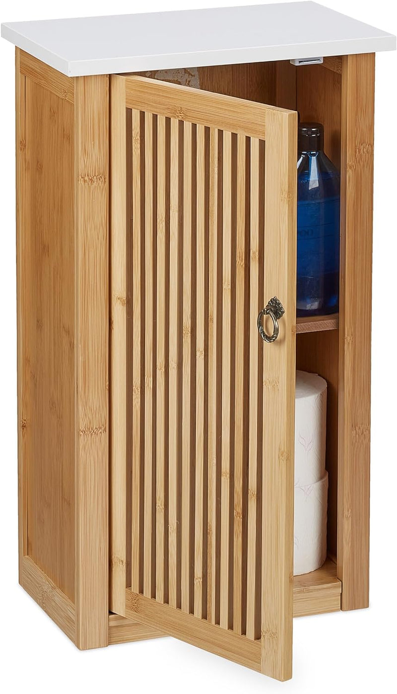 Relaxdays Badezimmerschrank, Hängeschrank mit Einlegeboden, HxBxT: 60x34,5x21 cm, Wandschrank, Bambu