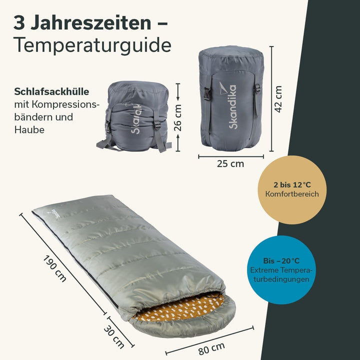 Skandika Deckenschlafsack Dundee Flanell | Baumwolle, Luxus-Qualität, koppelbar, Doppelschlafsack, 3