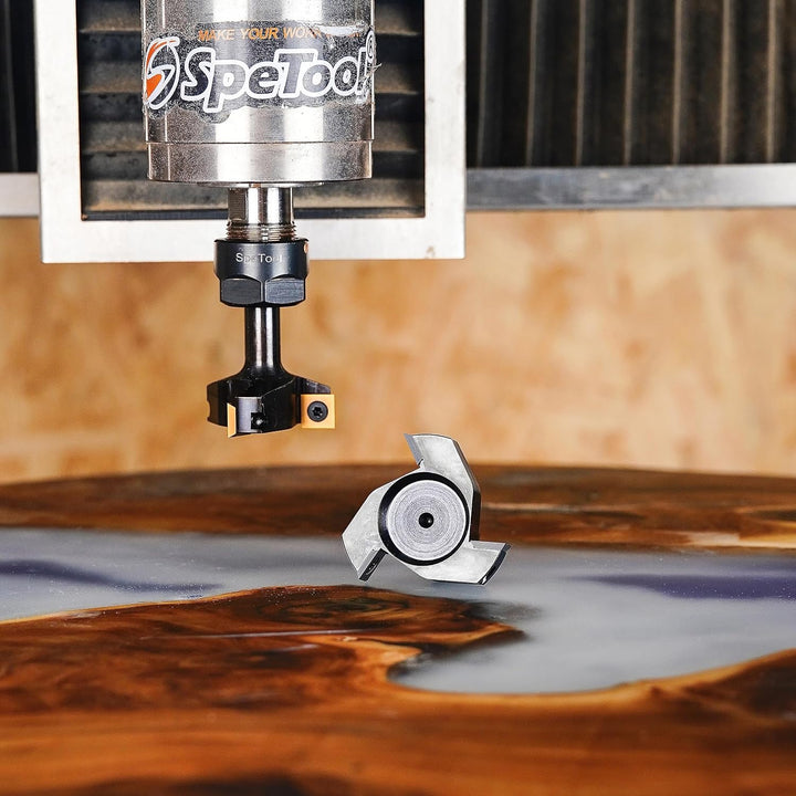 SpeTool 3 Flöten Planfräser für Oberfräse 60 mm Schnittdurchmesser, 12 mm Schaft Hobelfräser mit Wen