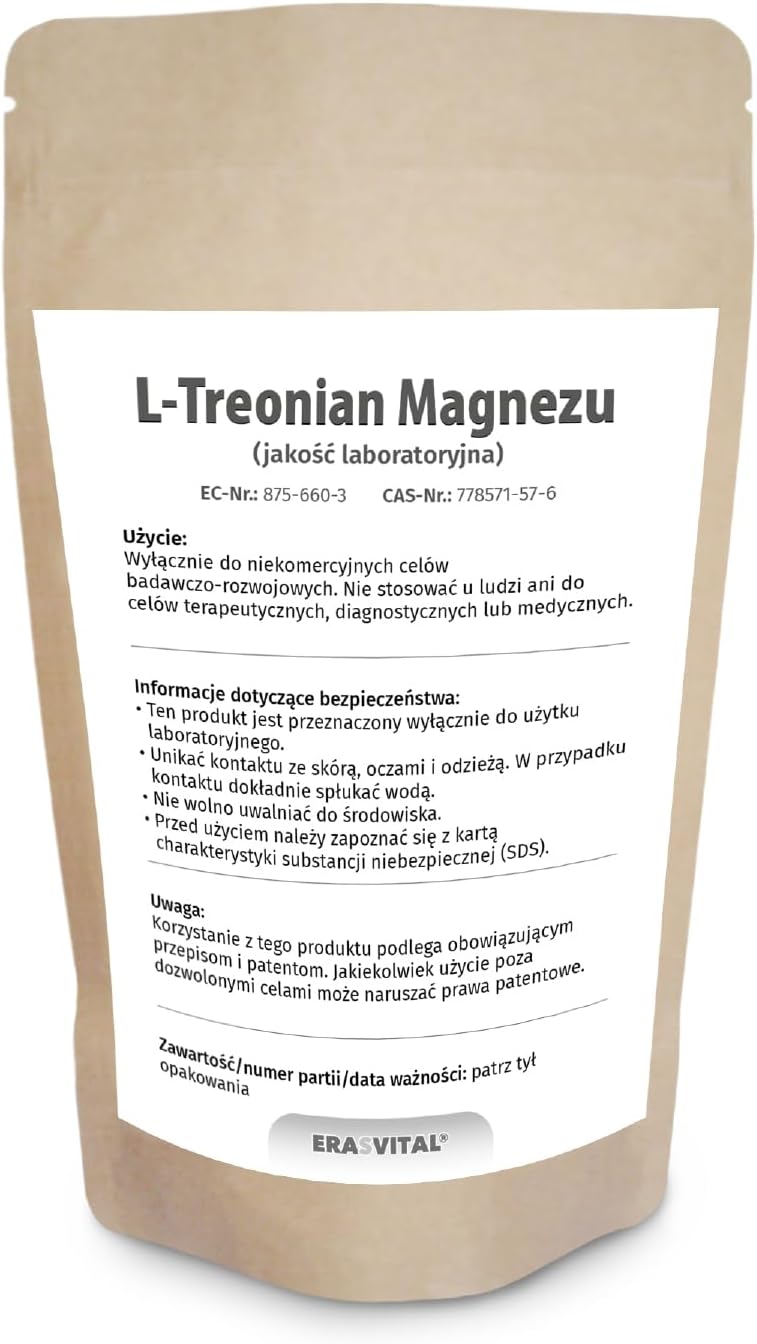 Magnesium L-Threonat - 99,6% Reinheit ±0,9, 8% Magnesiumgehalt - Hochreines Pulver für Forschung und