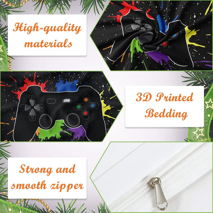 SHUAIG Bettwäsche-Sets Kinder Gamepad,Bettwäsche Set Jungen Gamepad Bettwäsche Satz Bettwäsche Set 3