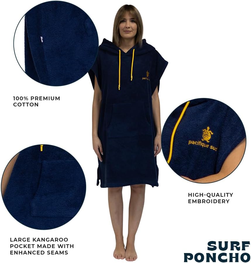 Pacifique Sud - Poncho Blau Ärmellos - Mittelgross Coton - Hergestellt in Portugal