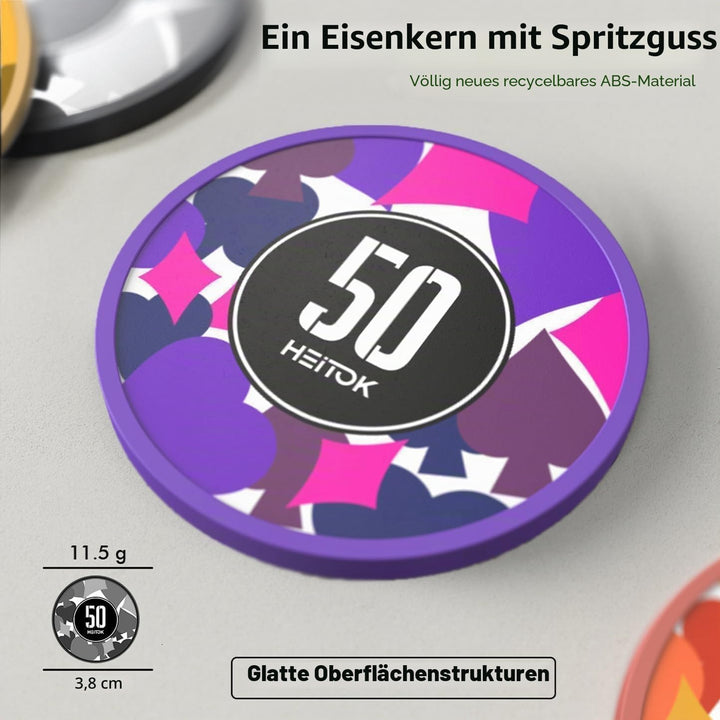 HEITOK Pokerkoffer 600 Chips – Professionelles 11,5g Texas Hold&