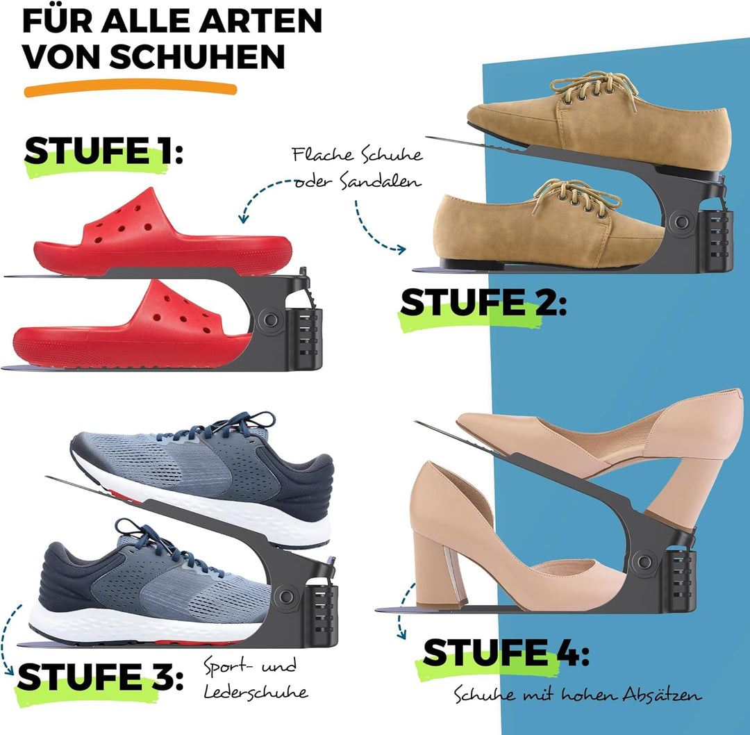 Schuhorganizer platzsparend – Verstellbarer Schuhstapler für Schrank | Doppelschicht Schuhaufbewahru