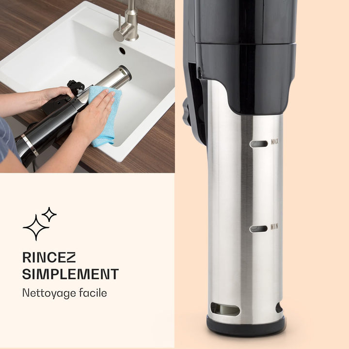 Klarstein Quickstick- Sous-Vide Garer, Präzisionskochtopf, Schongarer, 1300 Watt, Timerfunktion, 3D