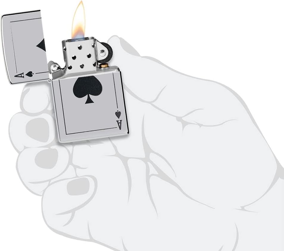 Zippo Sturmfeuerzeug - Modell Ace of Spade - High Polish Chrome Finish mit Color Image - Nachfüllbar