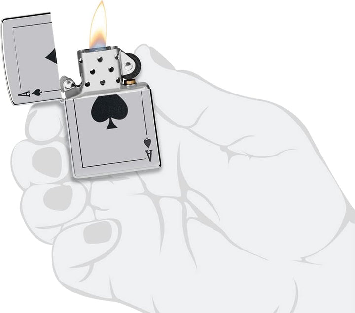 Zippo Sturmfeuerzeug - Modell Ace of Spade - High Polish Chrome Finish mit Color Image - Nachfüllbar
