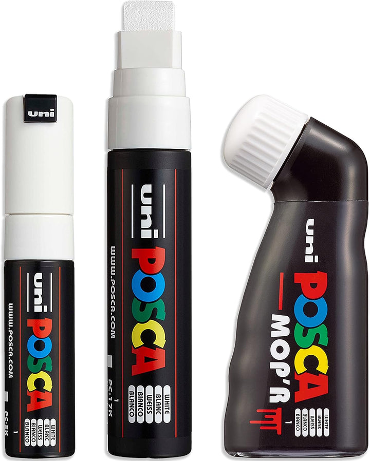 POSCA - Lackstift mit breiter Spitze, Mop'R, PC-17K, PC-8K, Schwarz und Weiss, 6 Stück