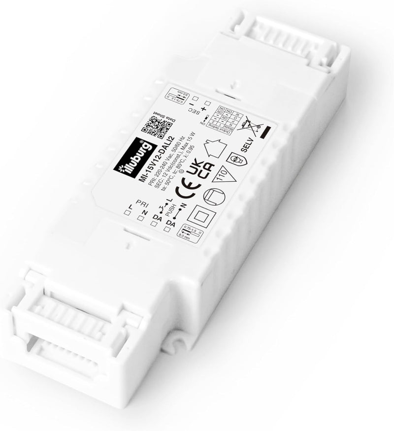 illuburg LED Trafo 12V 15W Dimmbar DALI Push für Osram Philips GU5,3 MR16 Flickerfree LED Netzteil T