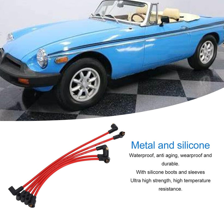 Zündkerzen-Zündkabelsatz für MGB 1800cc-Modelle, 5 Stück, 8 Mm, Rotes Silikon, HT-Zündkabel, Zündker