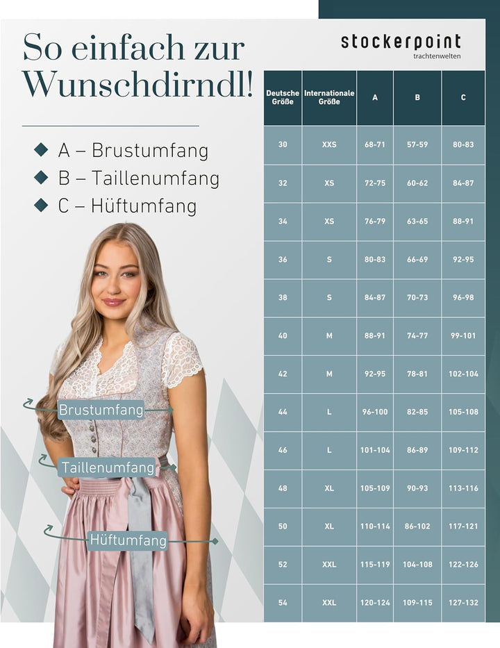 Stockerpoint Damen Dirndl Monroe Kleid für besondere Anlässe 40 Altrosa, 40 Altrosa