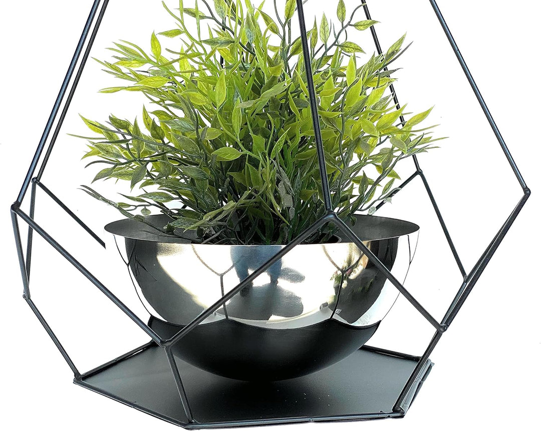 DanDiBo Blumenampel Innen Metall Wand Hängepflanzen 96095 2er Set mit Topf 6 Ecken Pflanzenhänger Bl