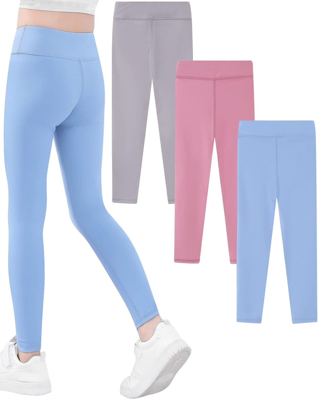 Domee Mädchen Sport Leggings Sporthosen Jogginghose Turnhose Gymnastik 3er-Pack 134-140 Kastanienbra
