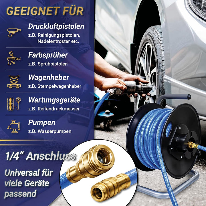 Bituxx Druckluftschlauchtrommel Druckluft Luftschlauch Trommel Aufroller für Kompressor 20 Meter man