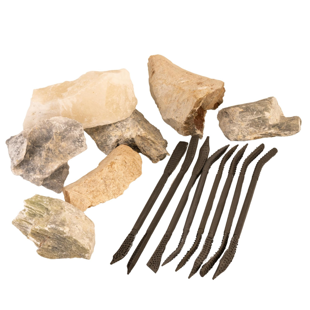 artdee Speckstein-Set: 1,5 kg Speckstein + 8 Feilen, 1,5 kg Speckstein + 8 Feilen