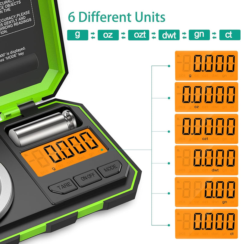 ORIA Digital Feinwaage, 50g/0,001g Milligramm Waage, Mini Taschenwaage mit 50g Kalibriergewichte & P