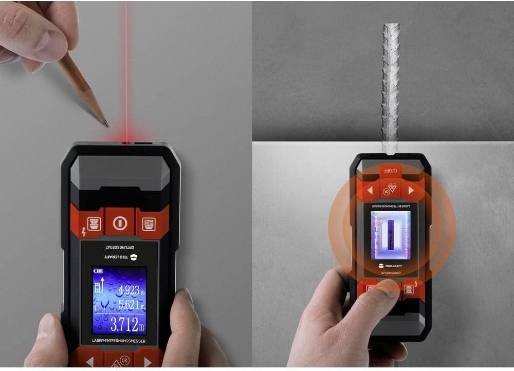 TOOLCRAFT Ortungsgerät inkl. Laser-Entfernungsmesser LDM D30 TO-6994572 Geeignet für Nicht eisenhalt