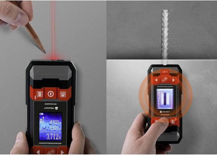 TOOLCRAFT Ortungsgerät inkl. Laser-Entfernungsmesser LDM D30 TO-6994572 Geeignet für Nicht eisenhalt