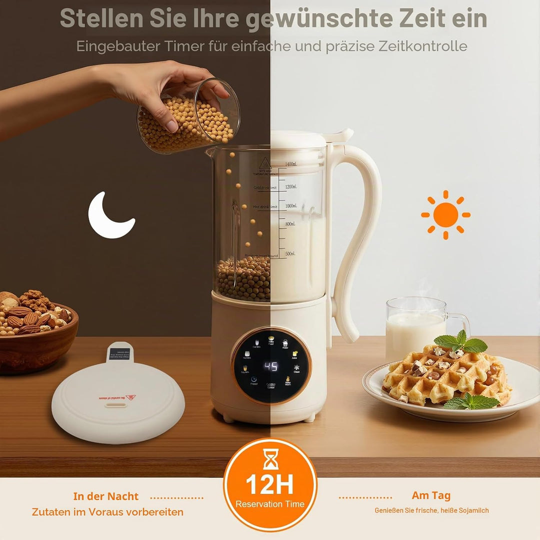 Sojamilch Maschine &amp; Nussmilchmaschine, 1400ml Pflanzenmilchbereiter Entsafter Nussmilchbereiter Sel