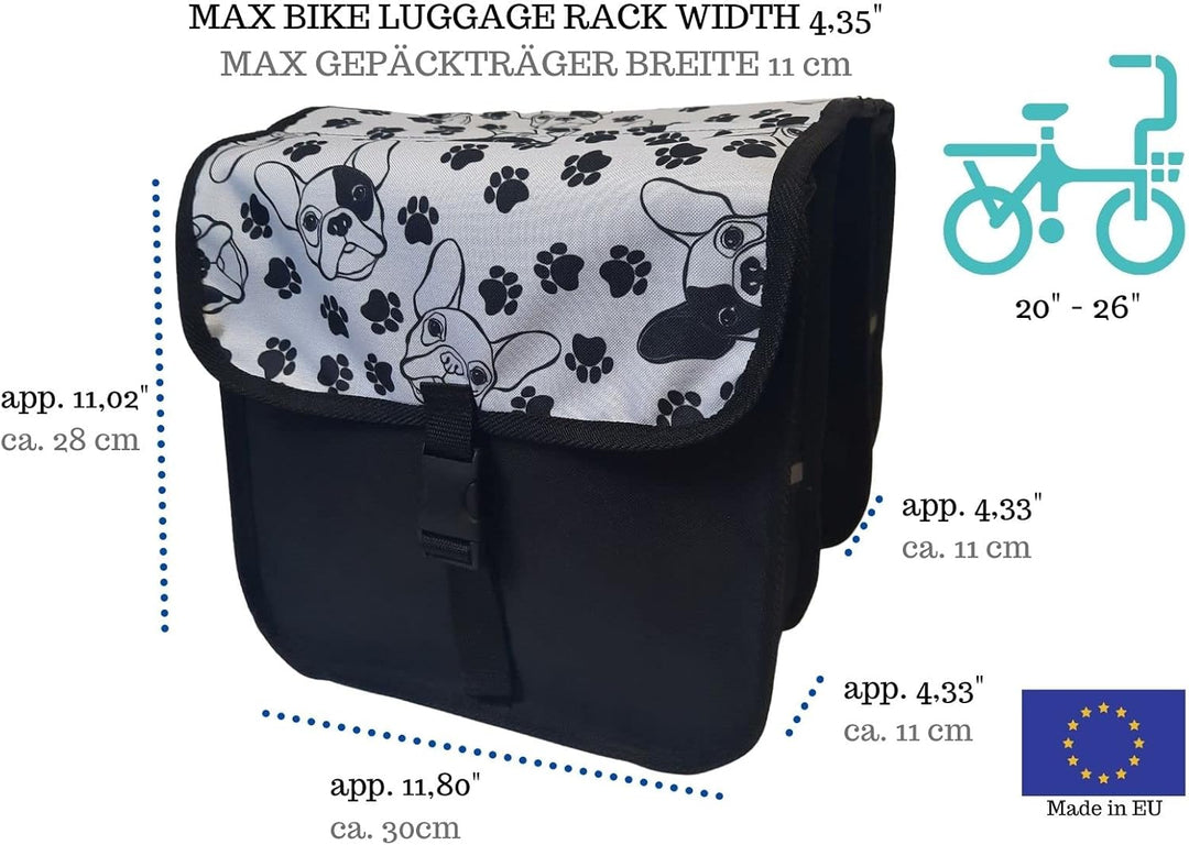 Beluko FAHRRADTASCHE Kinderfahrradtasche Satteltasche 20-26" Gepäckträgetasche Doppel (50 - Midi - H