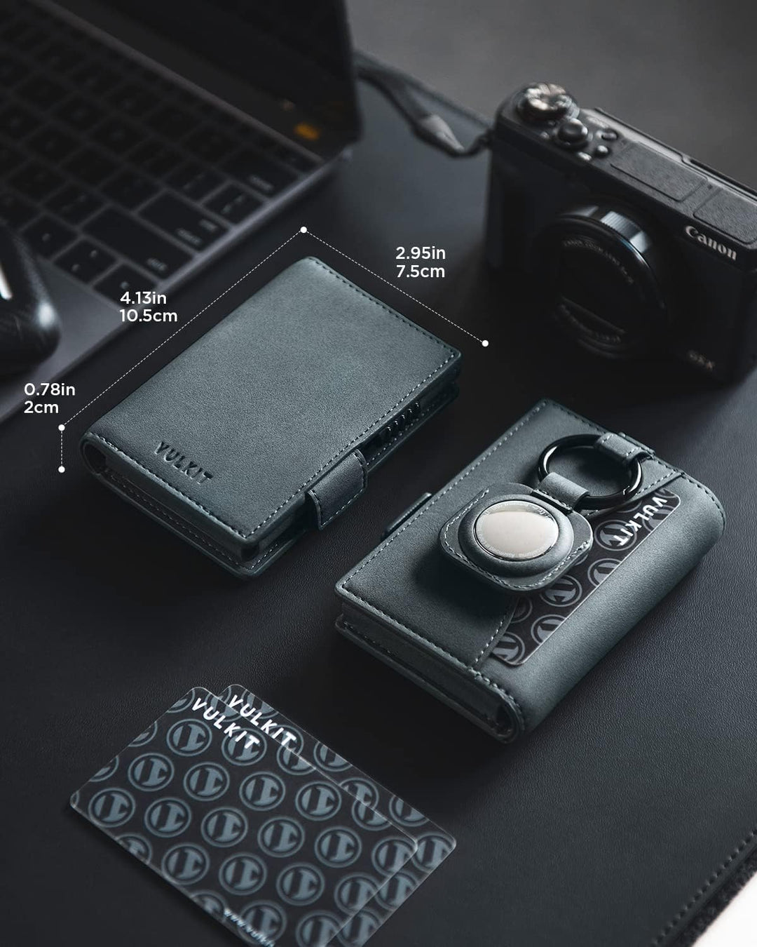 VULKIT Kreditkartenetui mit Airtag-Halter, RFID-blockierendes Kartenetui aus Metall, Magnetverschlus