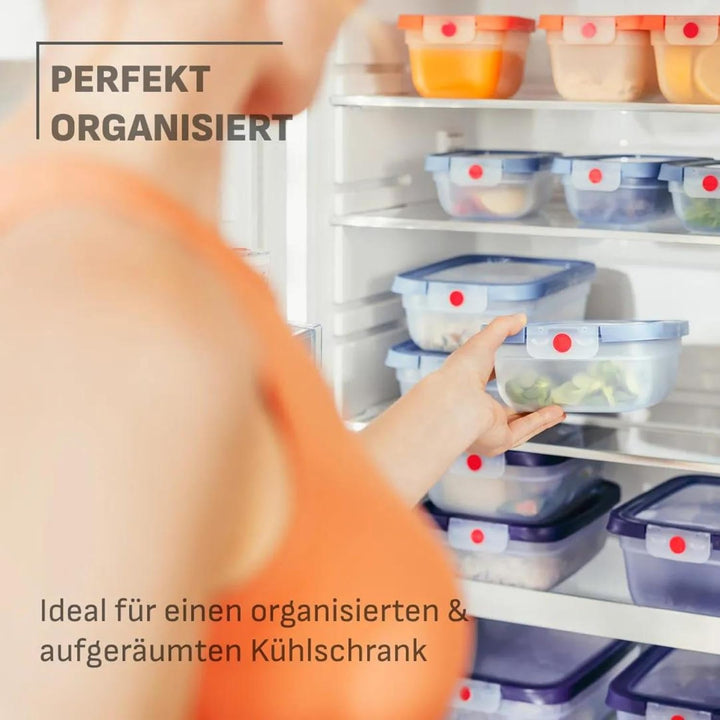 EMSA oneClick Frischhaltedosen, Meal Prep Set 5 x 1,2L, Lebensmittel 2 x länger frisch, 100% dicht,