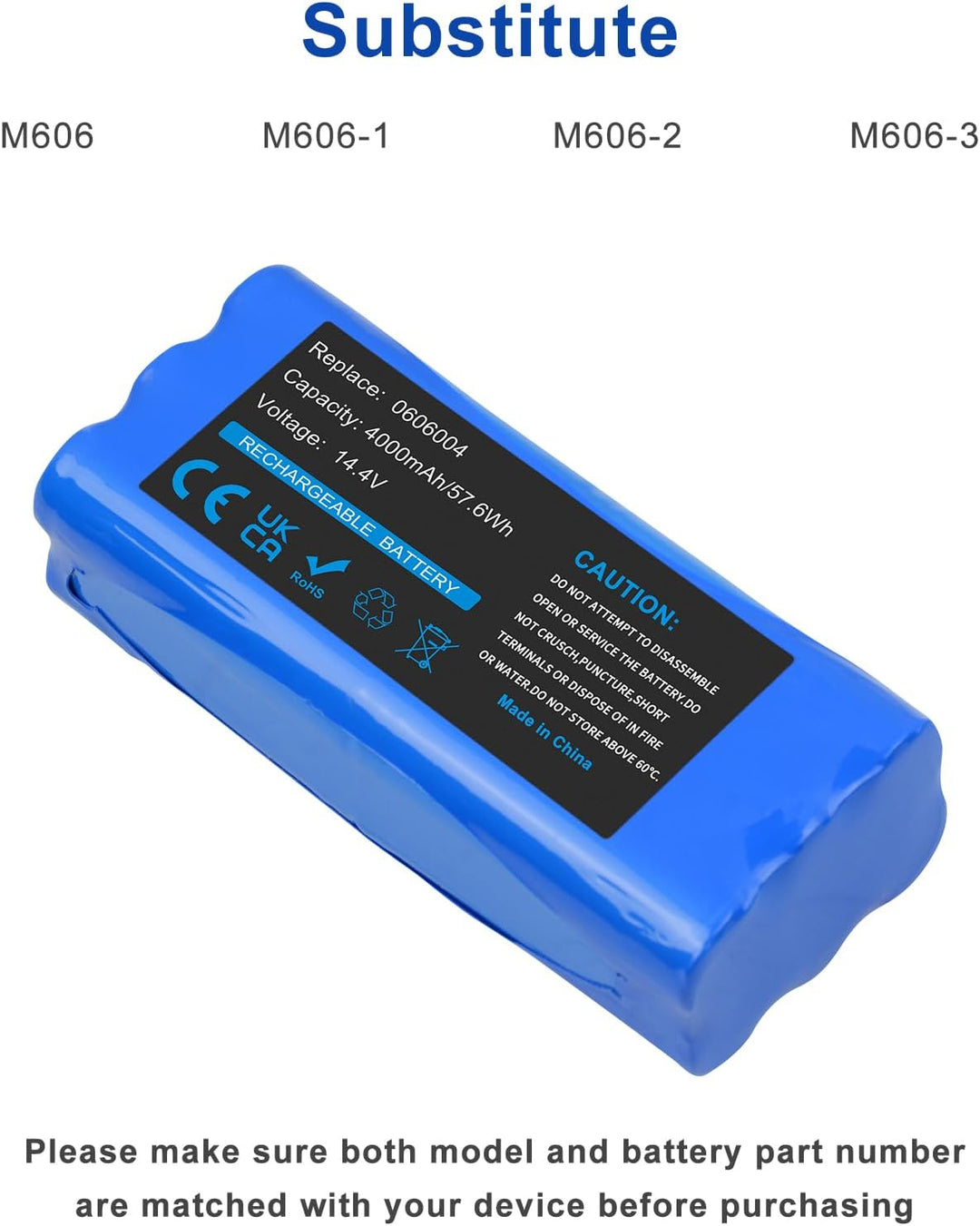 14,4V 4000mAh NI-MH Ersatzakku für Dirt Devil Libero M606 M606-1 M606-2 M606-3 M606-4 Spider M607 M6