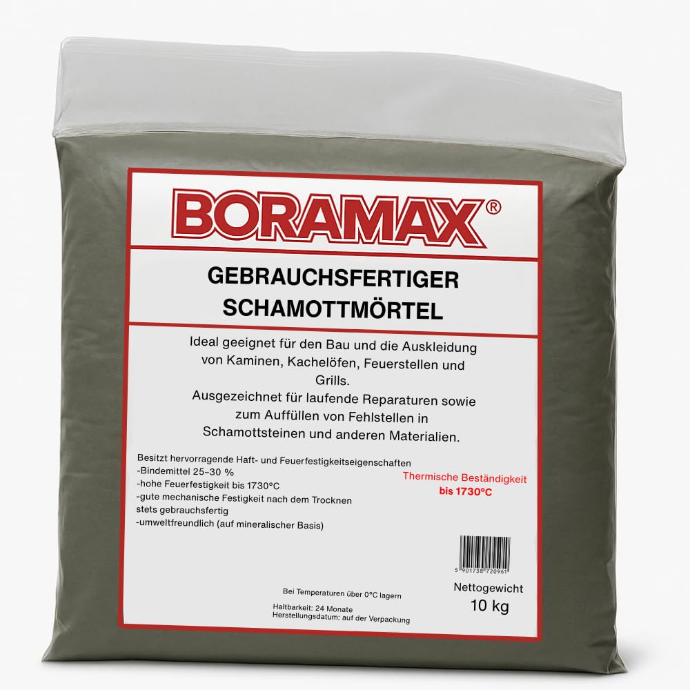 Schamottemörtel 10kg fertig gemischt 1730°C – Feuerfester Mörtel für Kamin, Grill & Ofen – Hitzebest