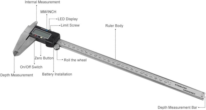 Digitaler LCD Elektronische Messschieber Noniusschieber Schieblehre Mikrometer mit LCD Bildschirm fü