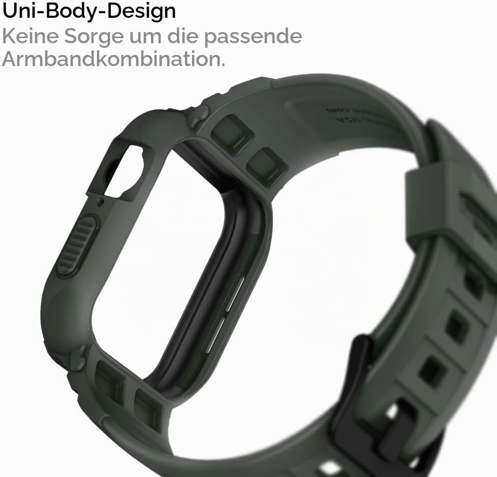 Spigen Rugged Armor Pro Hülle mit Band für Apple Watch 45/44mm | TPU-Unibody-Hülle mit Armband, Carb