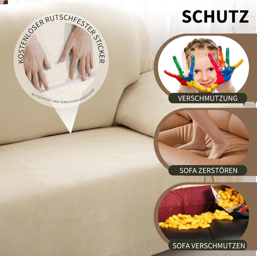 PETCUTE Sesselbezüge Elastische Sesselbezüge Dicke Sofabezüge Sofabezüge Beige 1 Sitzer Beige, 1 Sit