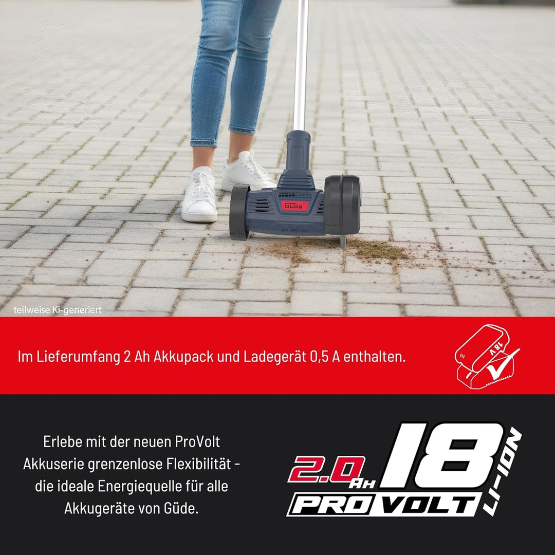Güde GFR 18-201-05 Akku-Fugenreiniger - 18 Volt Li-Ion, 1200 Umdrehungen pro Minute, 11 cm Bürstendu