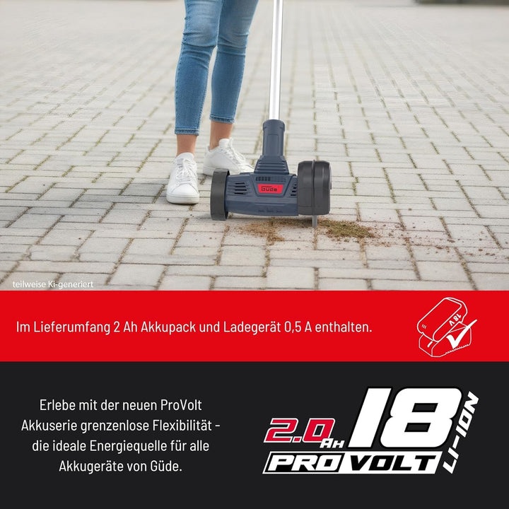 Güde GFR 18-201-05 Akku-Fugenreiniger - 18 Volt Li-Ion, 1200 Umdrehungen pro Minute, 11 cm Bürstendu